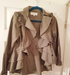 Anthropologie Green Guest Editor Ruffle jacket